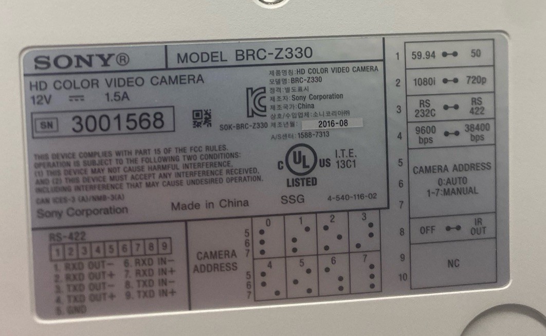 Sony BRC-Z330 HD PTZ Camera w/ BRBK-SF1 Multiplex Card HD-SDI IR Night Vision