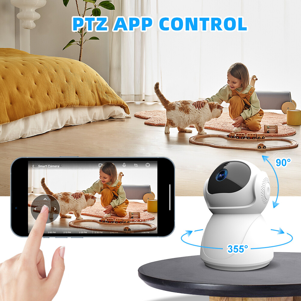 2K PTZ Security Camera for Baby Monitor Dog Camera Motion Detection Night Vision