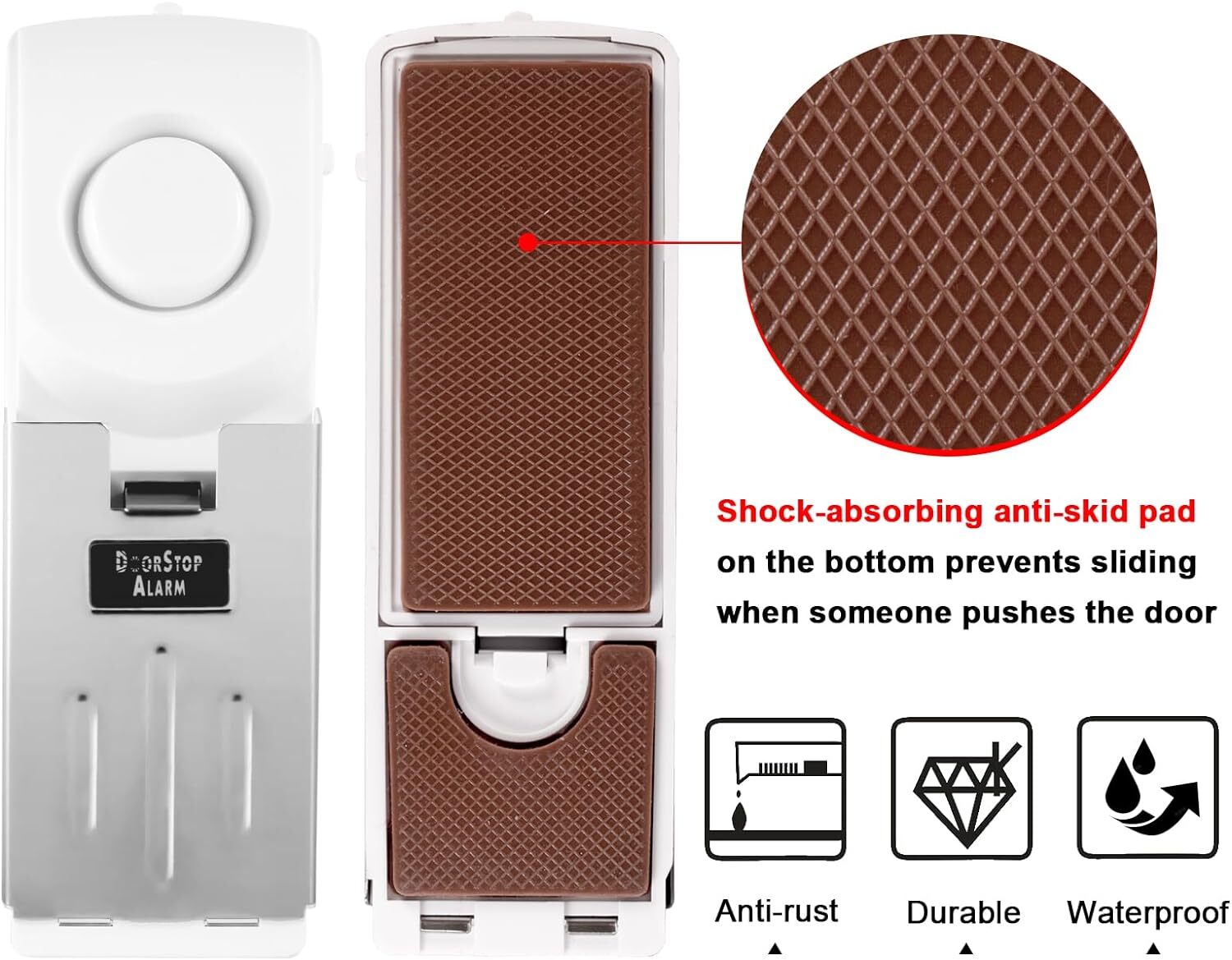 2 Pack Security Door Stop Alarm 120DB Hotel Home Portable Security Safety Tools