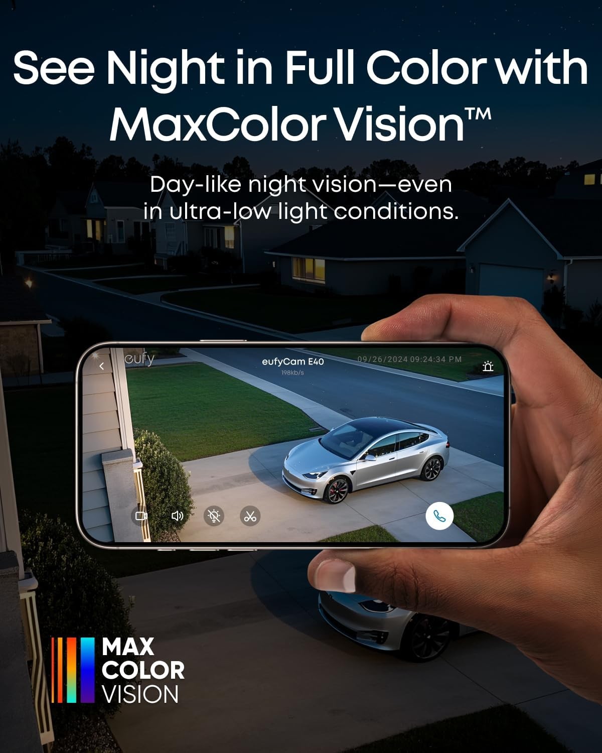 eufy eufyCam E40 Outdoor Solar Security Add-On Camera 2K MaxColor Night Vision