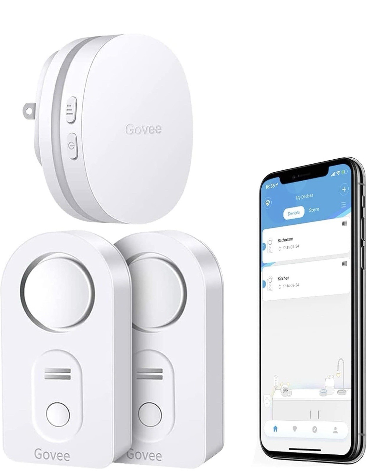 Govee Water Detector 2-Pack with RF WiFi Gateway H5054 and H5040