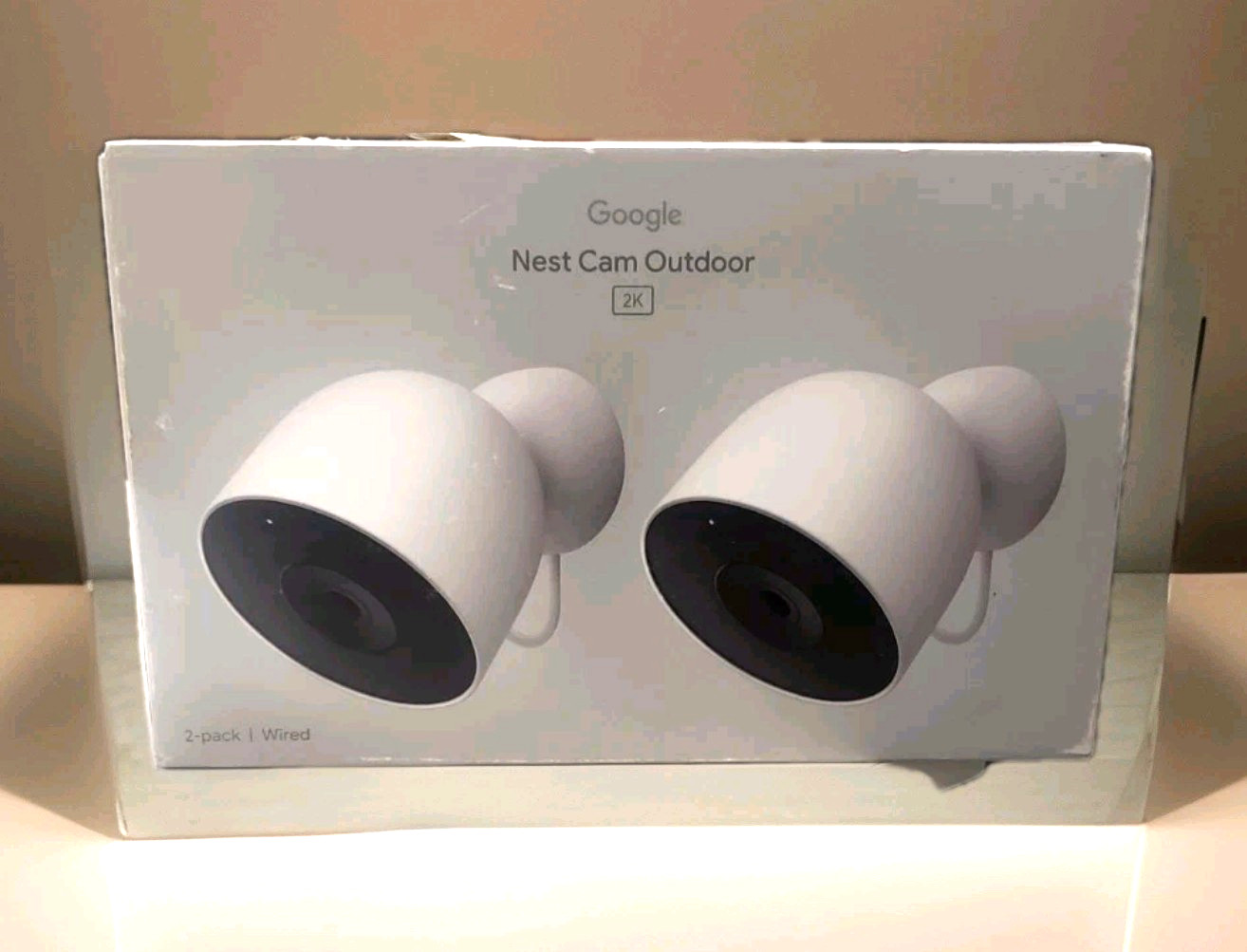 Google Nest Outdoor Smart Security Camera (Wired, 2nd Gen) 2-Pack – Snow