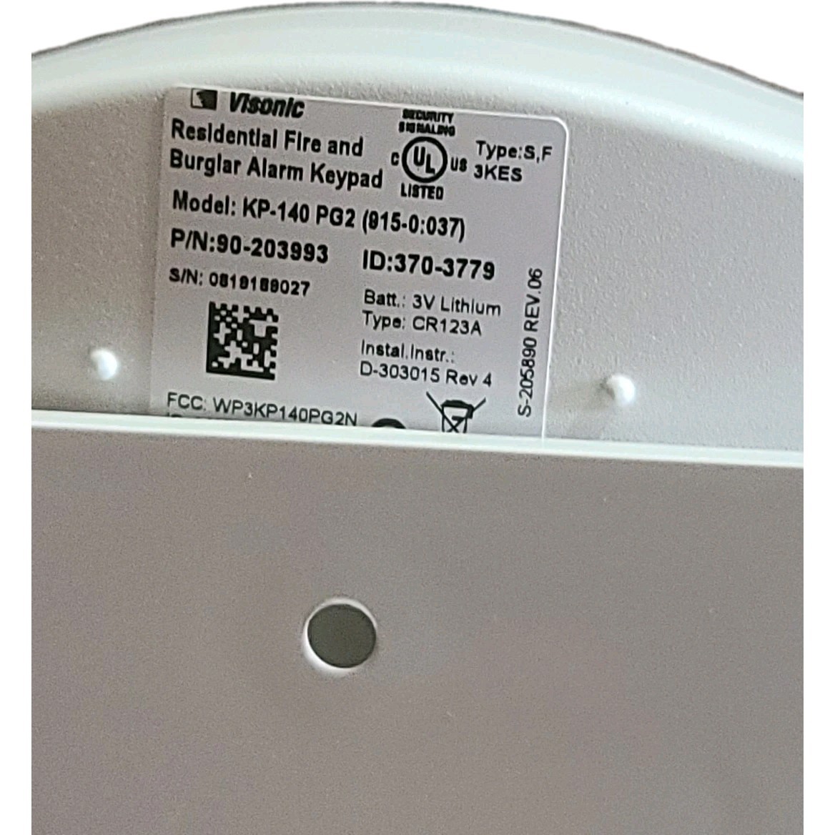 Visonic KP-140/141 PG2 POWER G REMOTE 2-WAY KEYPAD