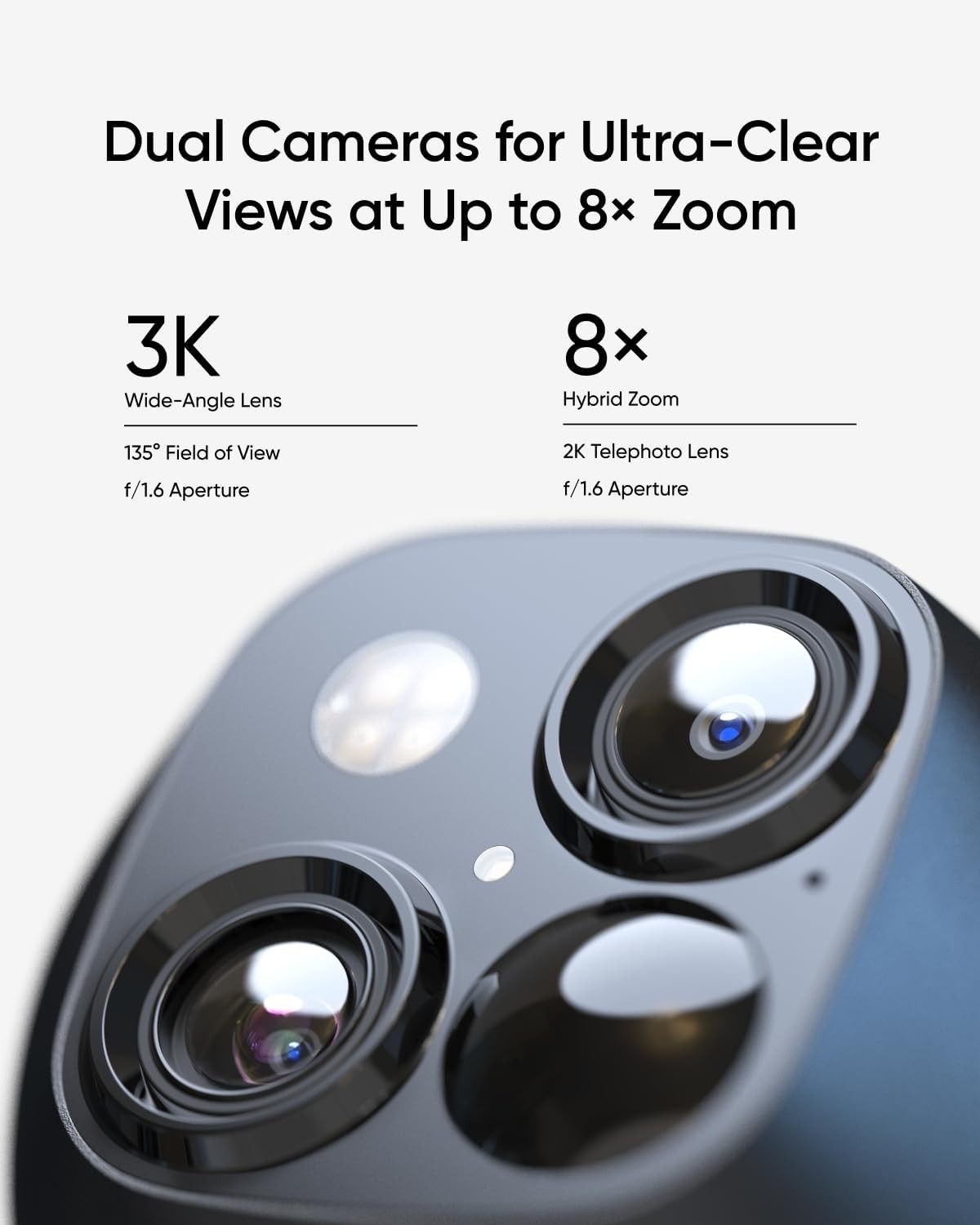 No Blind Spots with Solar-Powered 3K Dual Camera – Effortless Setup & Control