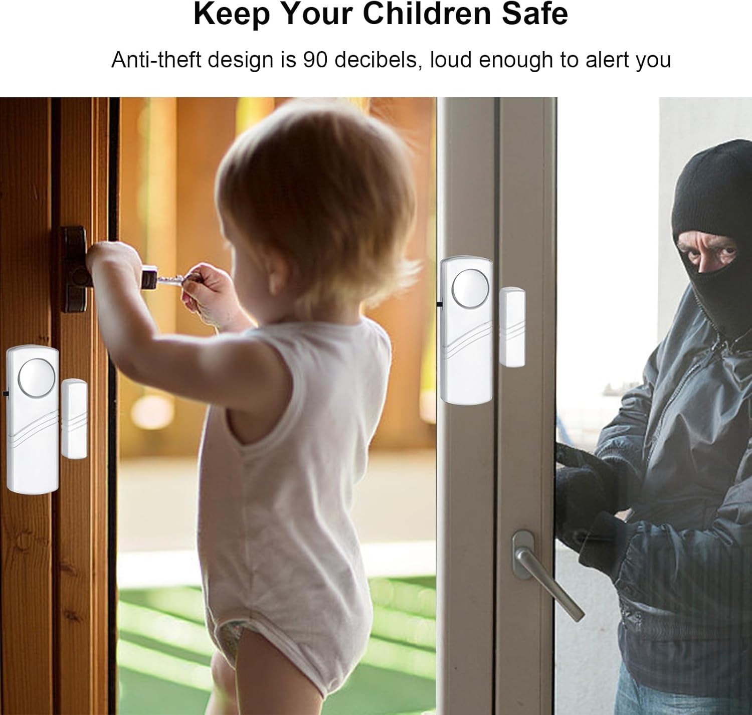 Secure Your Space with 90dB Wireless Door Window Alarm – 2 Pack, Easy Install