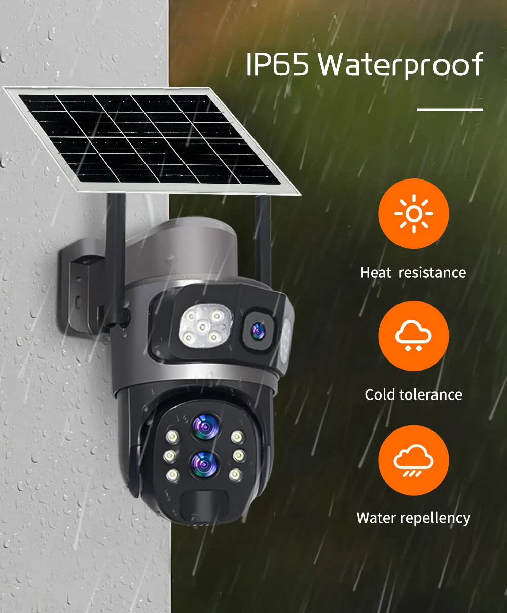 Solar Camera Outdoor 6K 12MP Three Lens Security Human Auto Tracking CCTV Camera