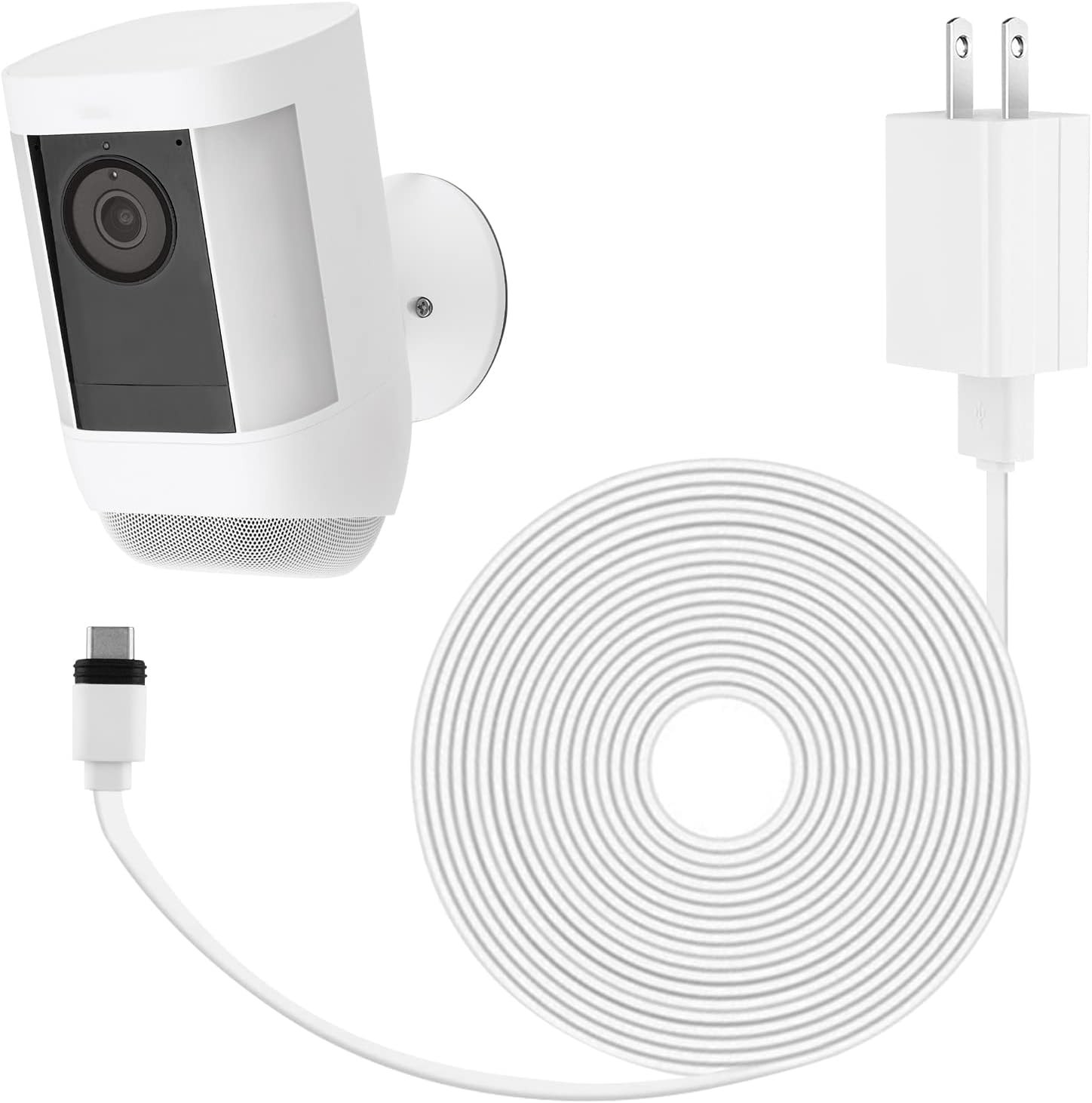 Power Adapter For Ring Spotlight Cam Plus/pro battery With 25ft/7.5m Flat Weat