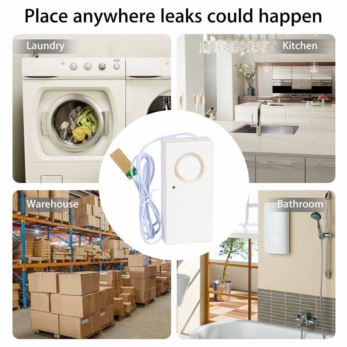 2 Pack Instapark IN07A Water Leak Leakage Detection Detector Sound Alarm Sensor