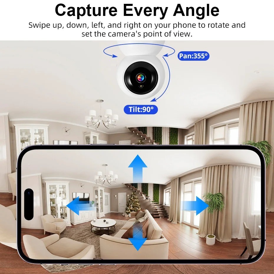 5MP WiFi Security Camera Tuya Smart PTZ AI Tracking Baby Pet Monitor