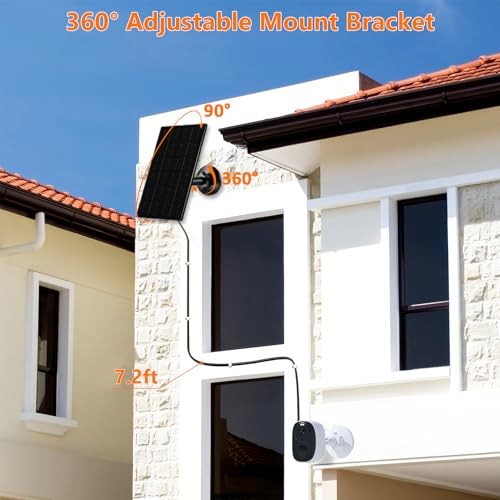 Solar Panel for Security Camera, 7W Solar Charger with Micro USB & 1 6W-Black