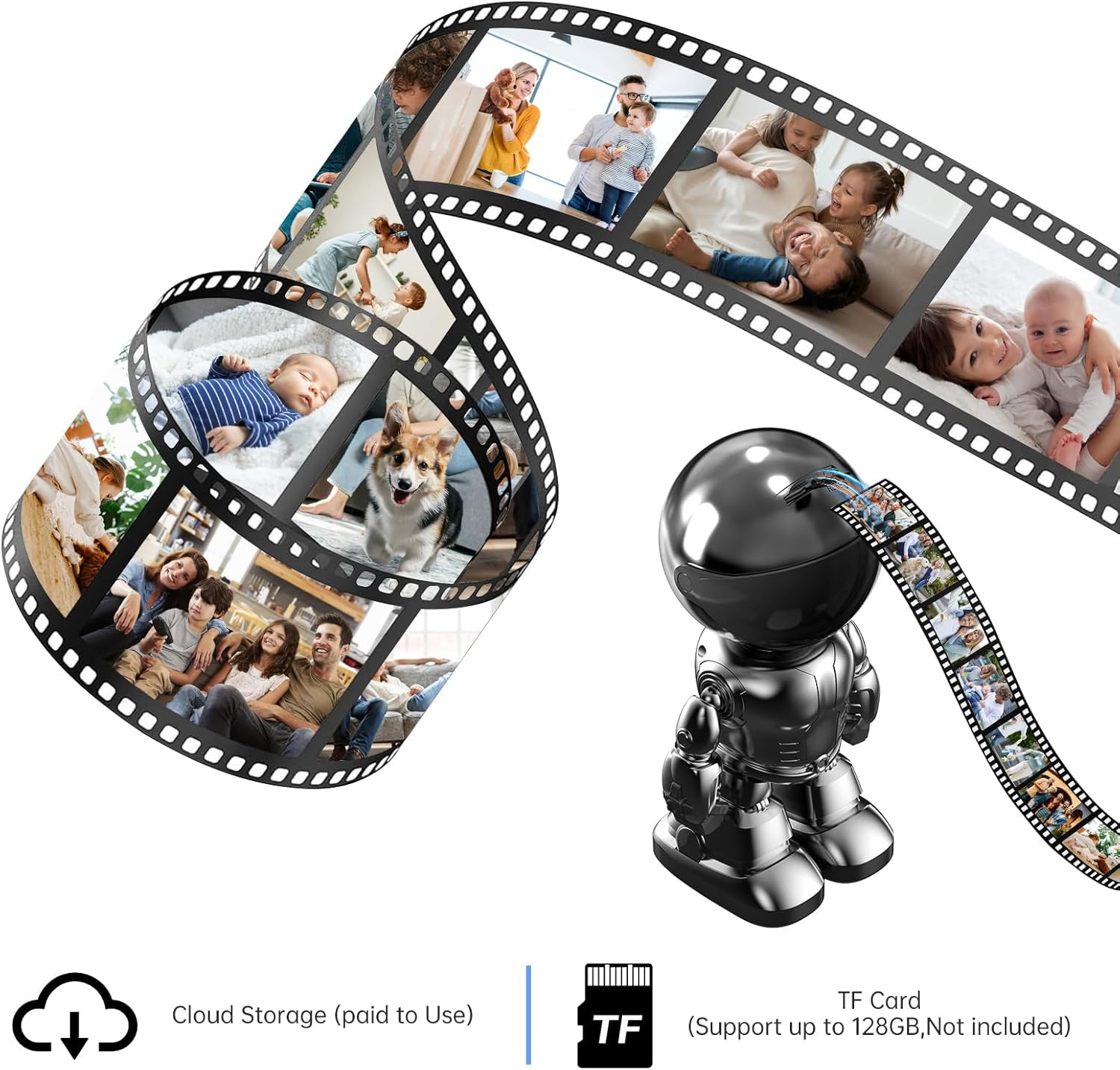 Indoor Camera Robot, 2K 5G/2.4Ghz Wifi Pet Robot Cam with Phone App Eseecloud, 3