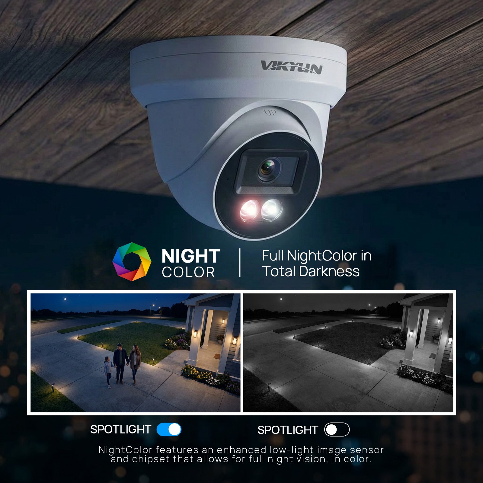 VIKYLIN Mini Dual light Color+IR 5MP Security POE Camera CCTV Built in MIC Onvif