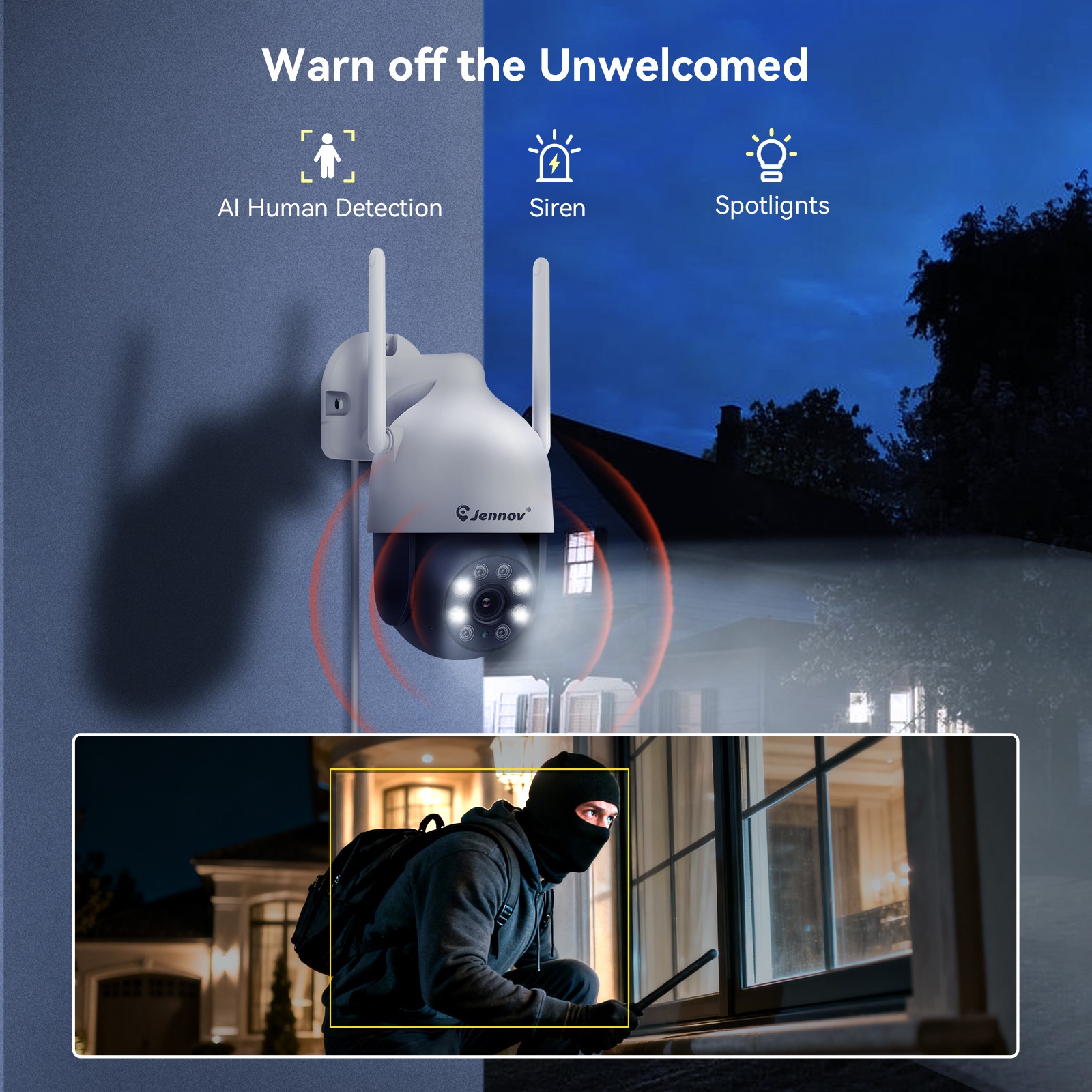 5MP 3K PTZ Motion Detection Camera System 10CH NVR WiFi Outdoor Real Time Alert