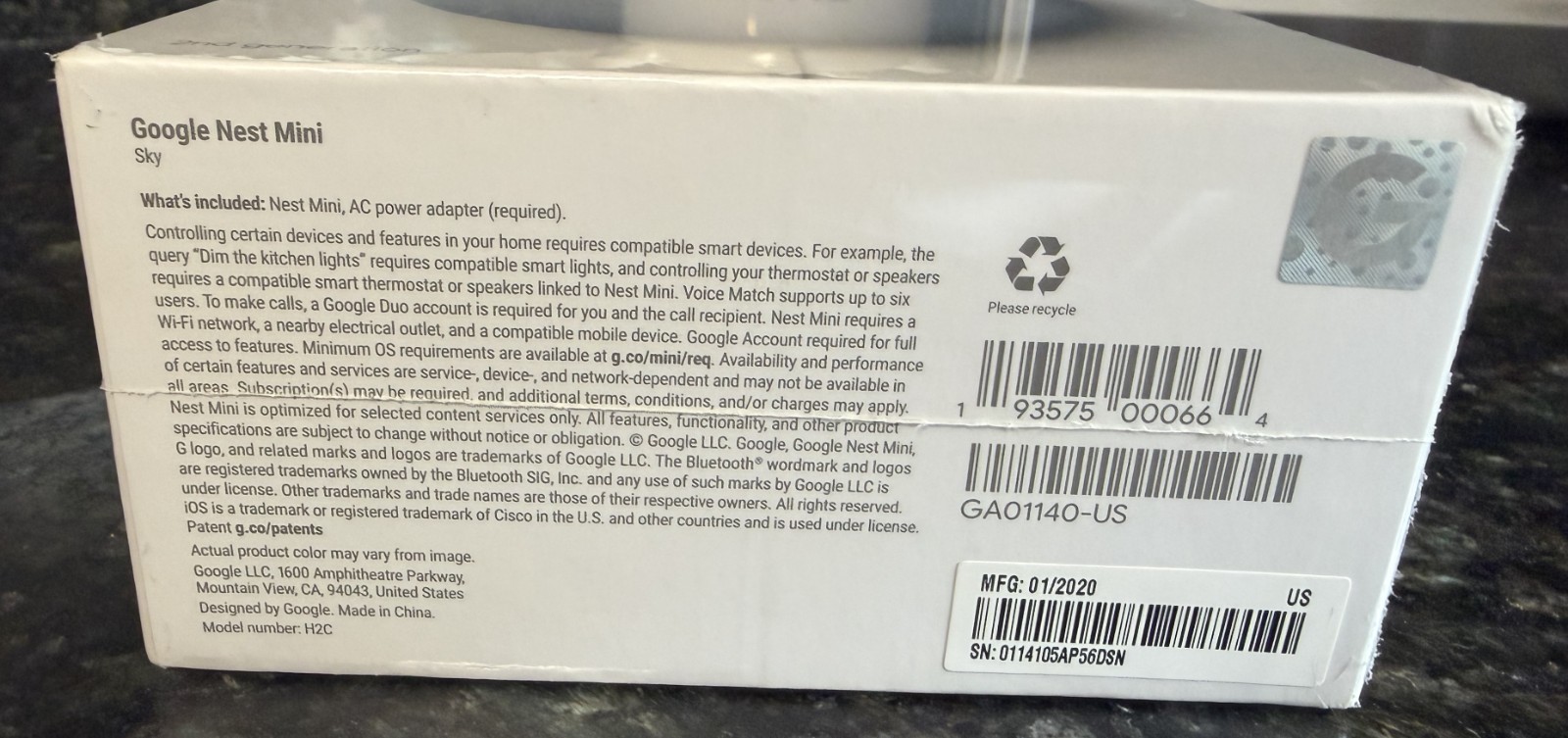 Google Nest Mini (2nd Generation) Smart Speaker Sky Blue – NEW SEALED