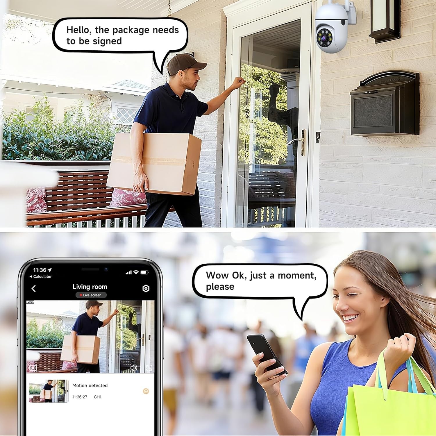 2K Security Camera Wired, 2.4/5GHz Home WiFi Camera, 360° PTZ Baby Monitor