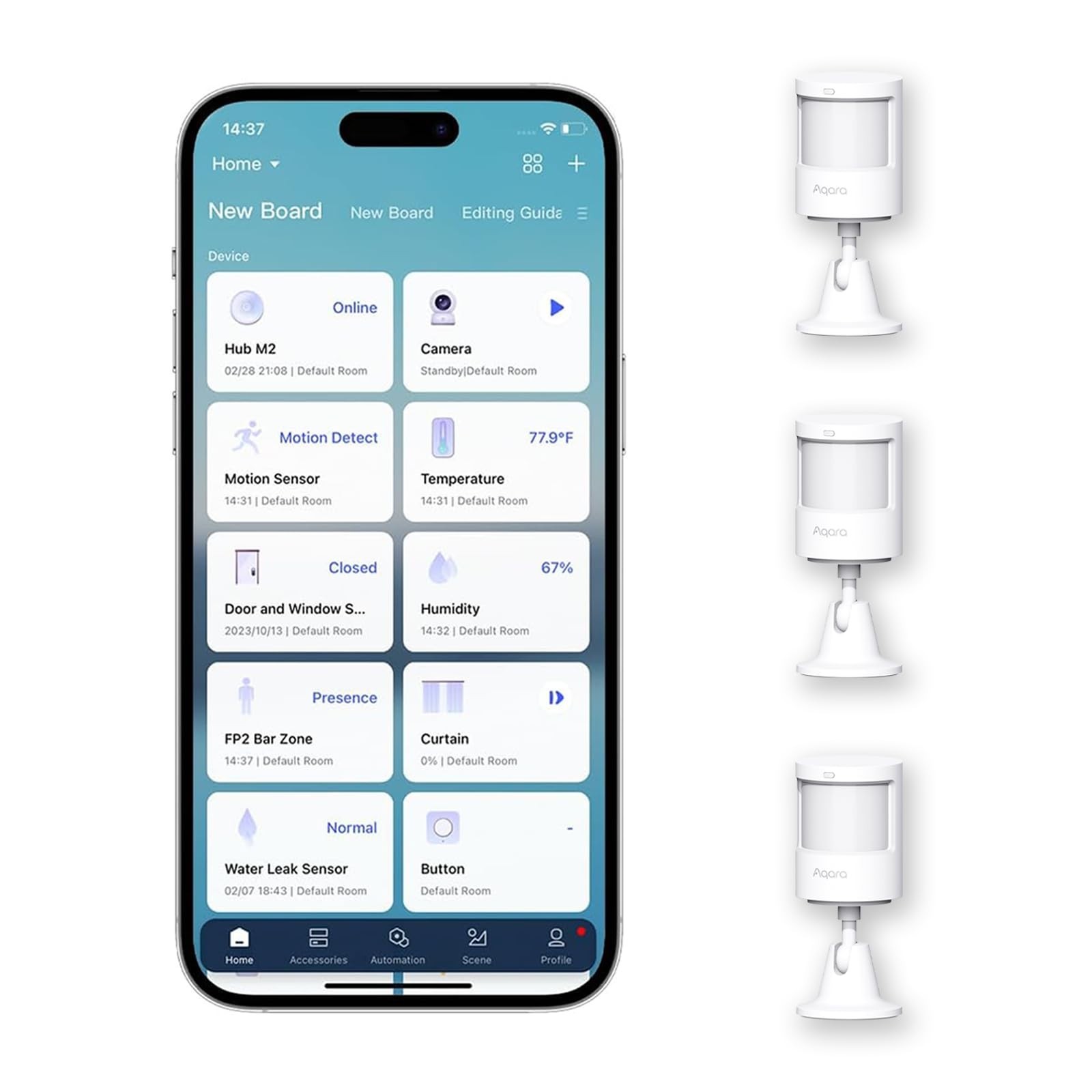 Zigbee 3.0 Motion Sensor 3-Pack, 5-Year Battery, 150° Detection, Smart Home Auto