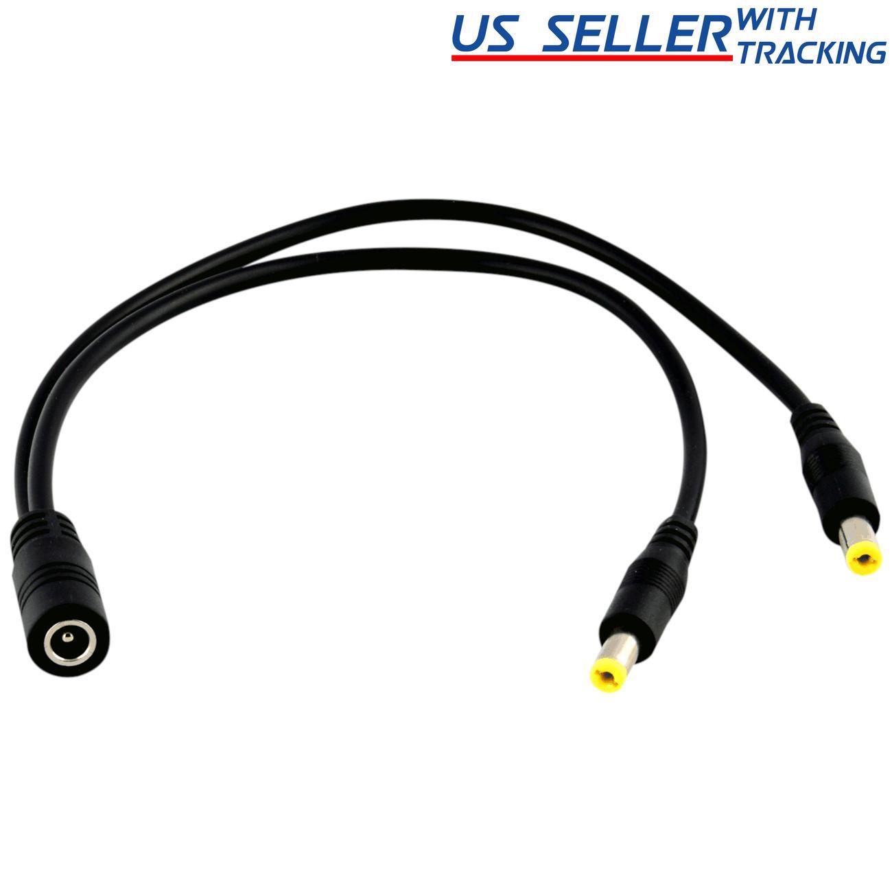 DC Power Splitter Cable Cord Adapter 1 Female to 2 Male CCTV Security Camera DVR