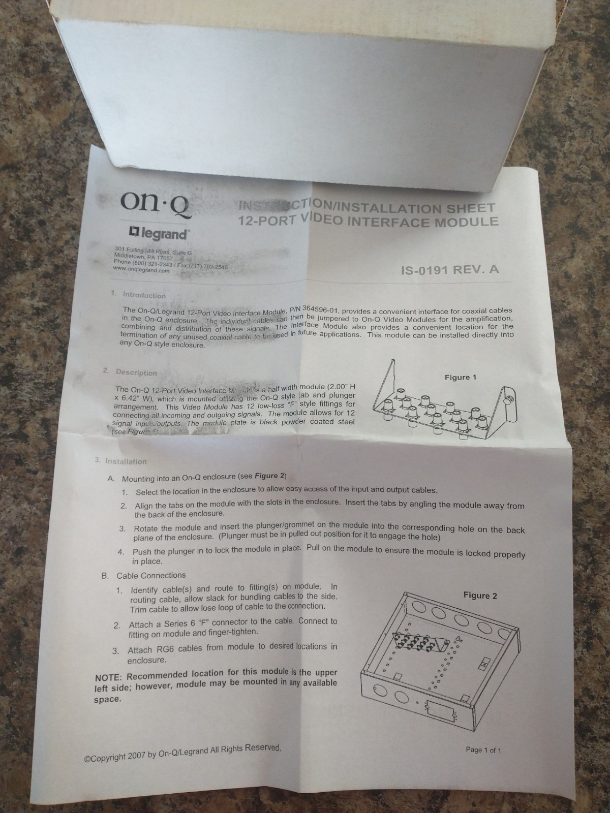 On-Q Legrand 8 Port Video Interface Module