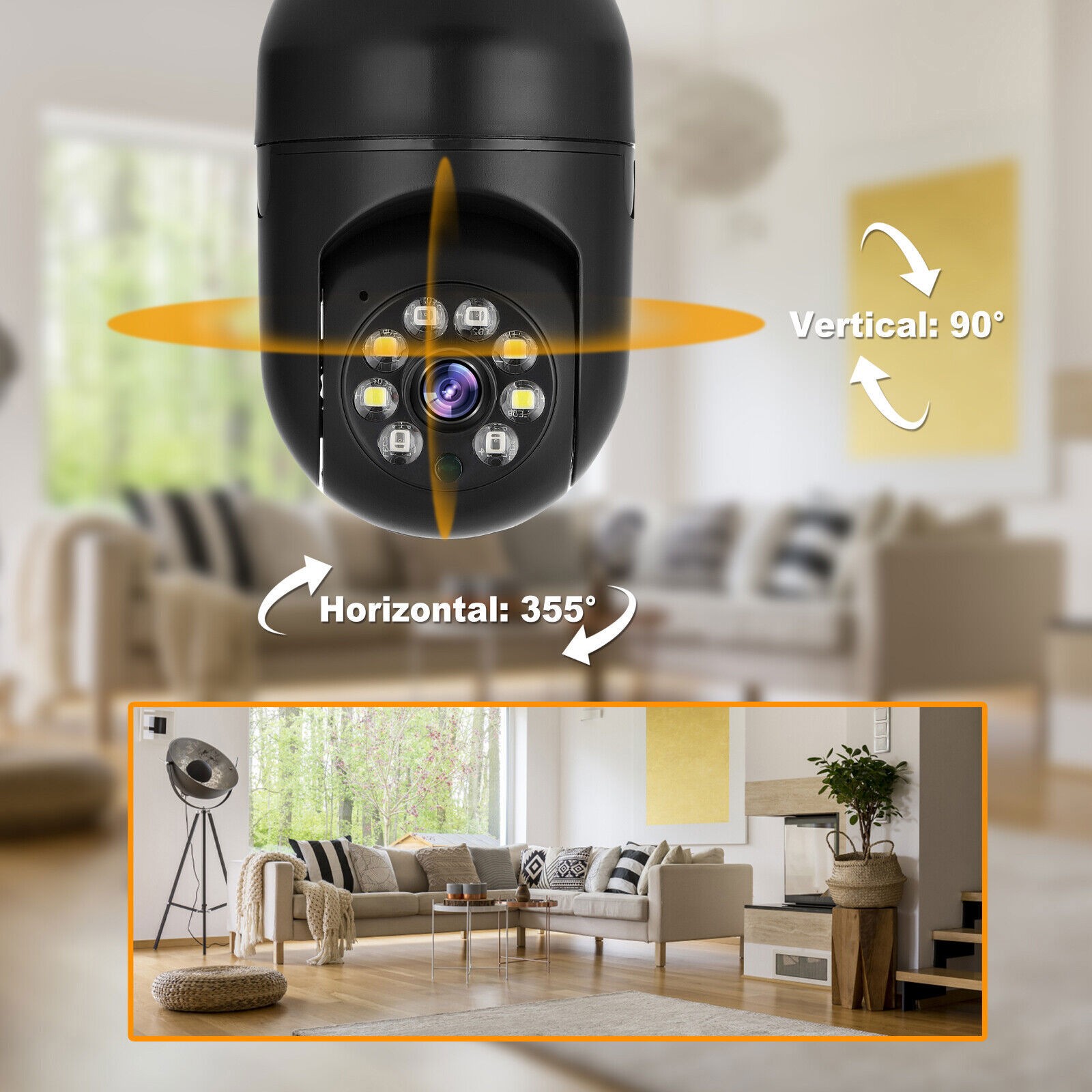 360° Panoramic Wi-Fi IP Camera 1080P Wireless E27 Light Bulb HD Security Camera
