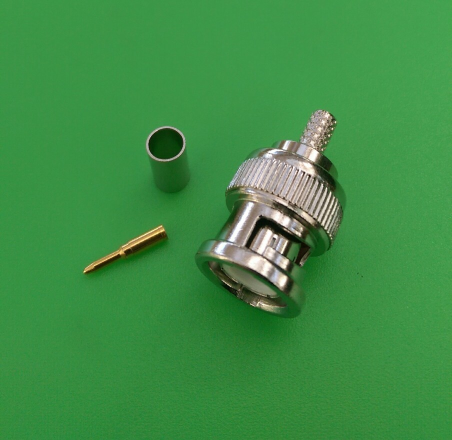 (10 SETS) BNC Male 3-pc Crimp-on Connector for RG174 Thin Net – USA Seller