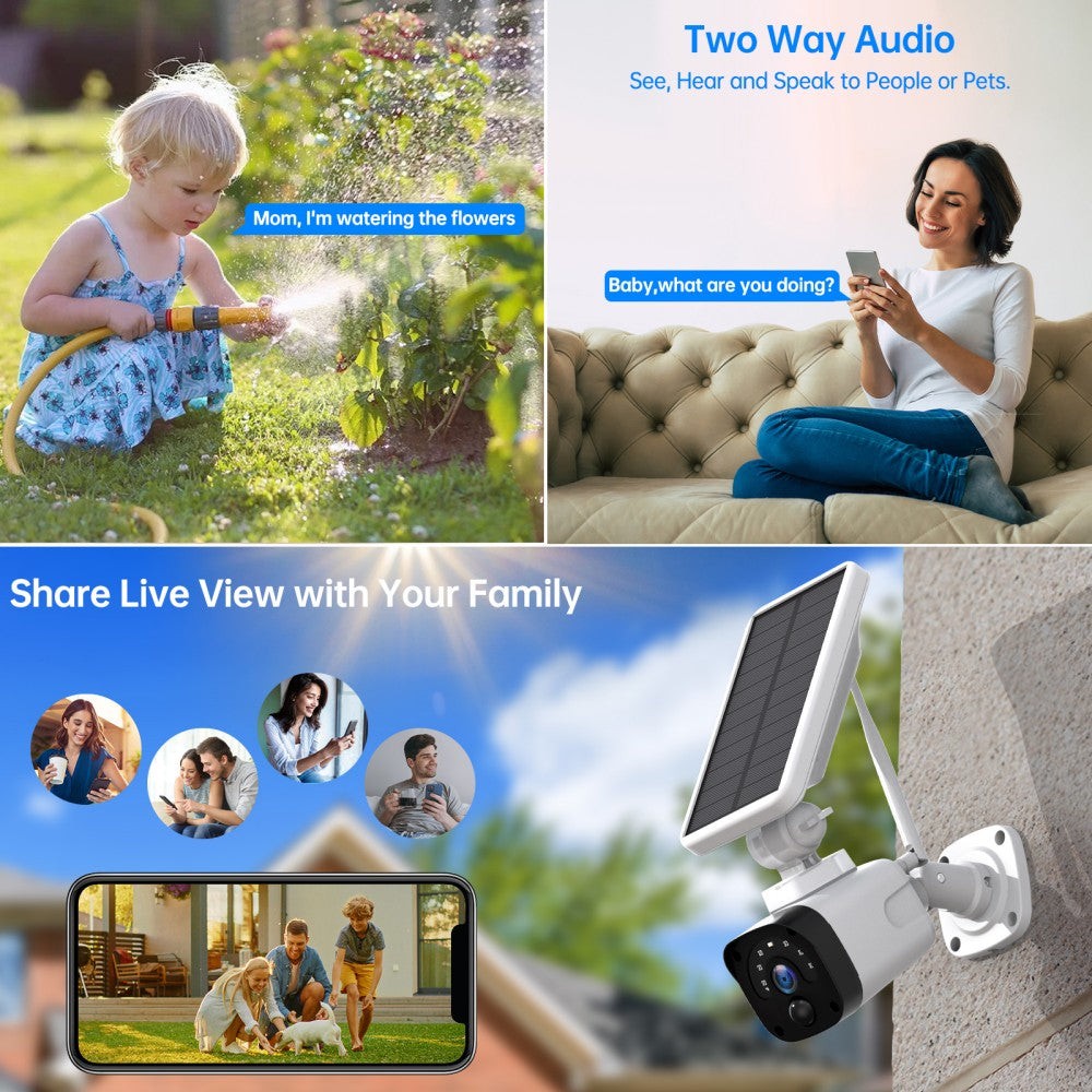 Wireless Security Camera System Outdoor Solar Battery Powered WiFi Motion Detect