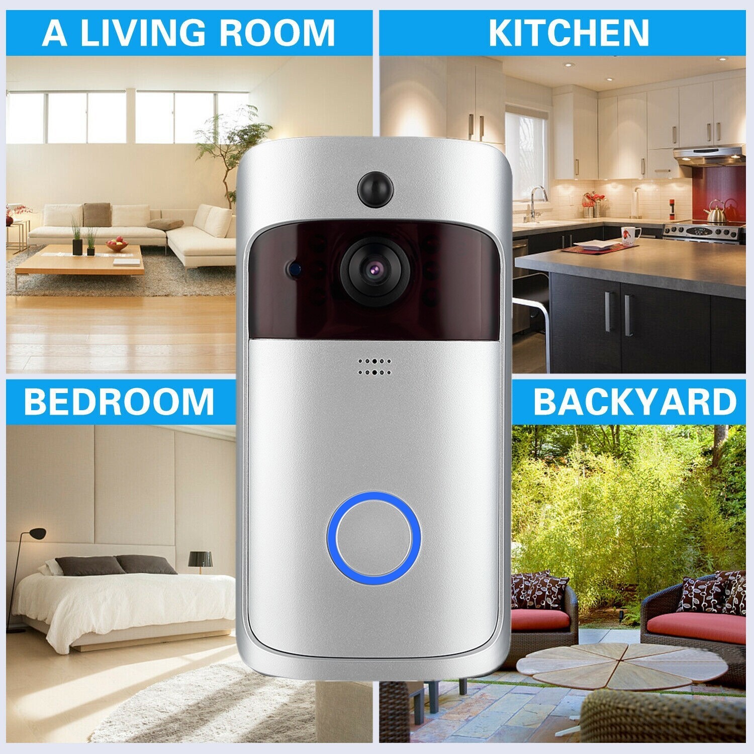 Wireless WiFi Video Doorbell Two-Ways Smart Phone Door Ring Security Camera Bell
