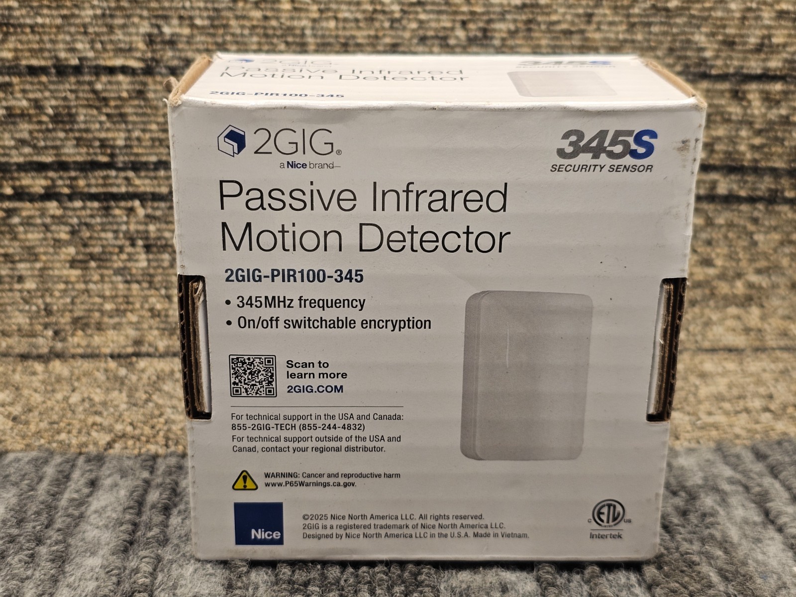 2GIG 2GIG-PIR100-345 Wireless Passive Infrared (PIR) Motion Detector 345MHz 345S