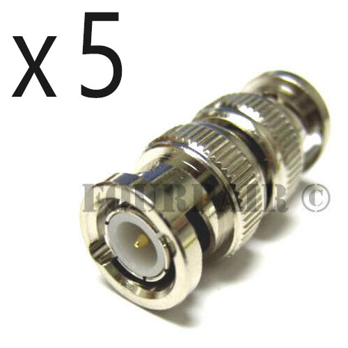 5 Pack Lot – BNC Barrel Coupler CCTV RF Video RG59 RG6 Adapter Male to Male M/M