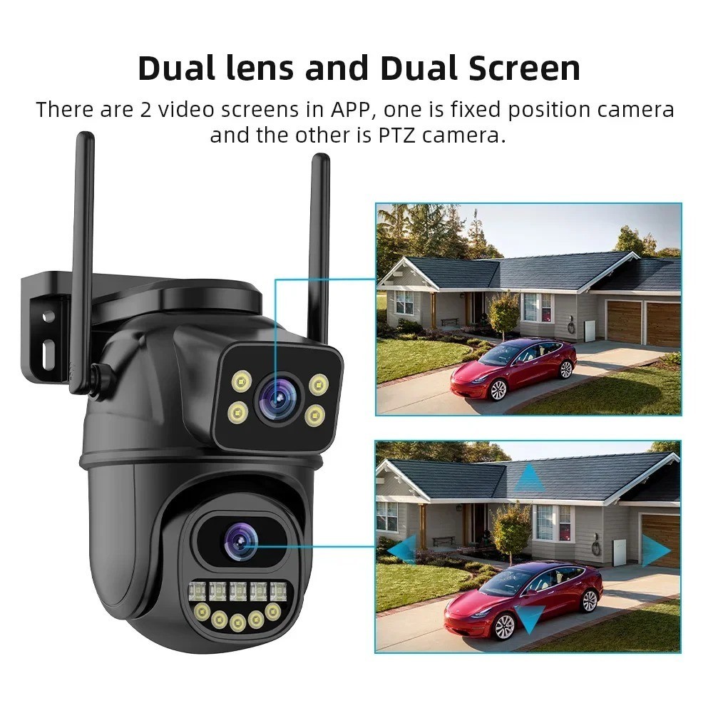 4K 8MP WiFi PTZ Security Camera Dual Lens 4X Zoom AI Human Detect Outdoor