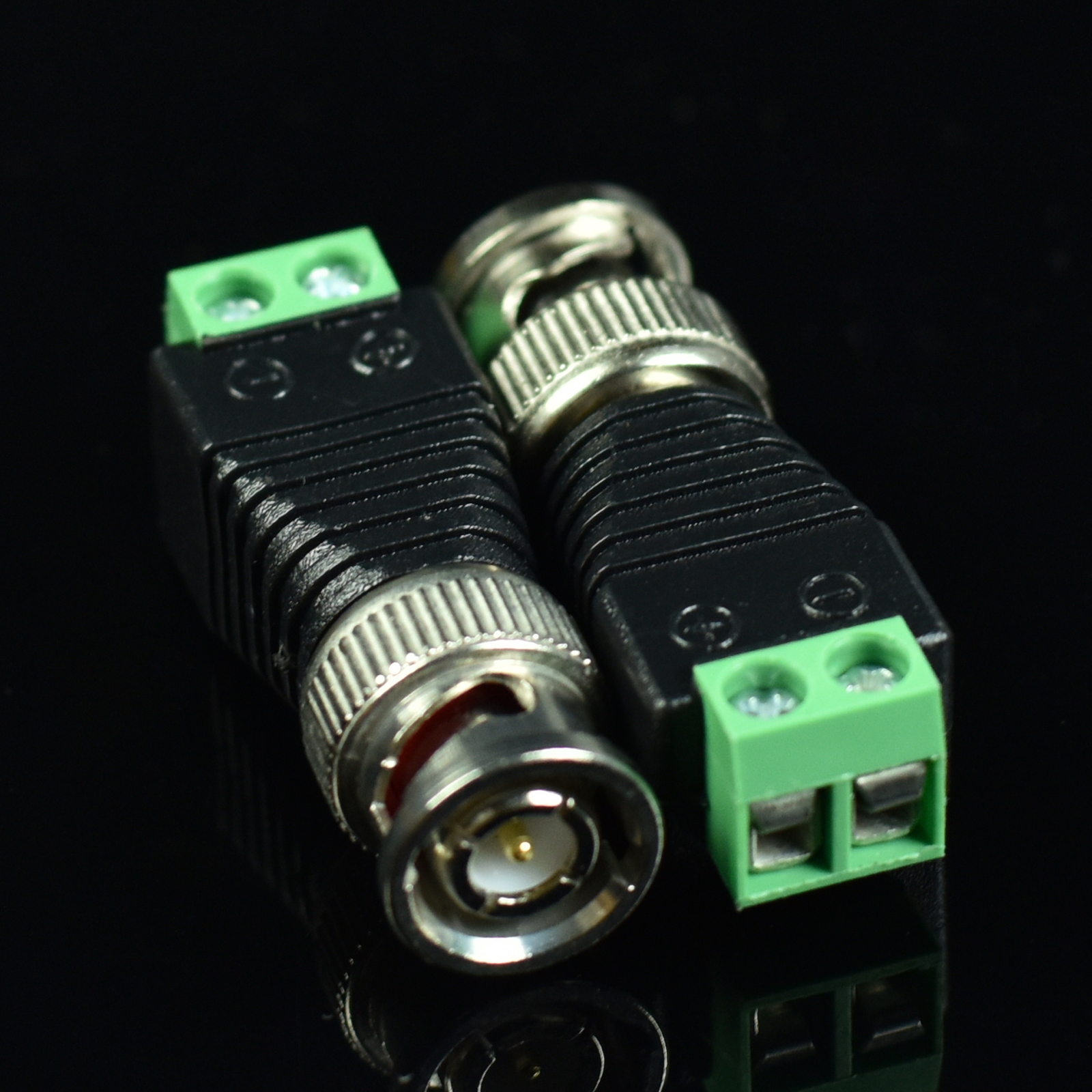 5x CCTV Camera Video Balun Connector BNC Male Plug to 2 Pins CAT5 Screw Terminal