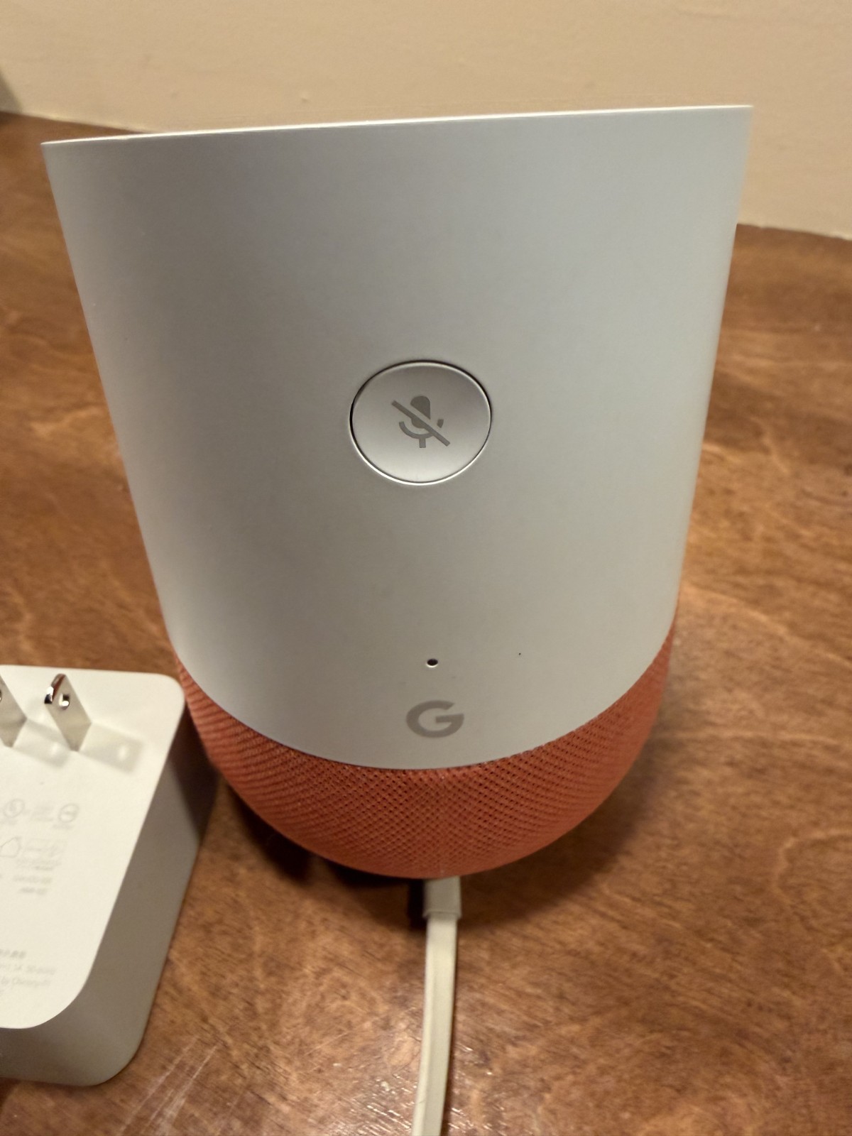 Google Home GA3A00417A14 Smart Speaker – White/Coral – Tested & Working