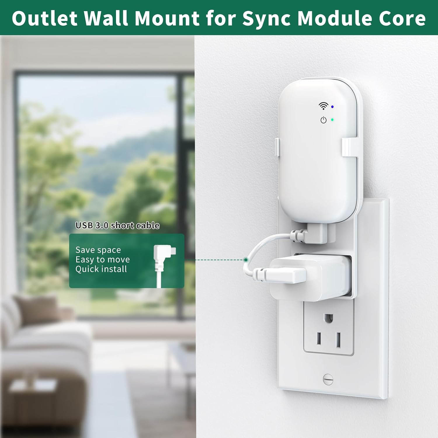 Outlet Wall Mount Compatible with Blink Sync Module Core, Space Saving, No