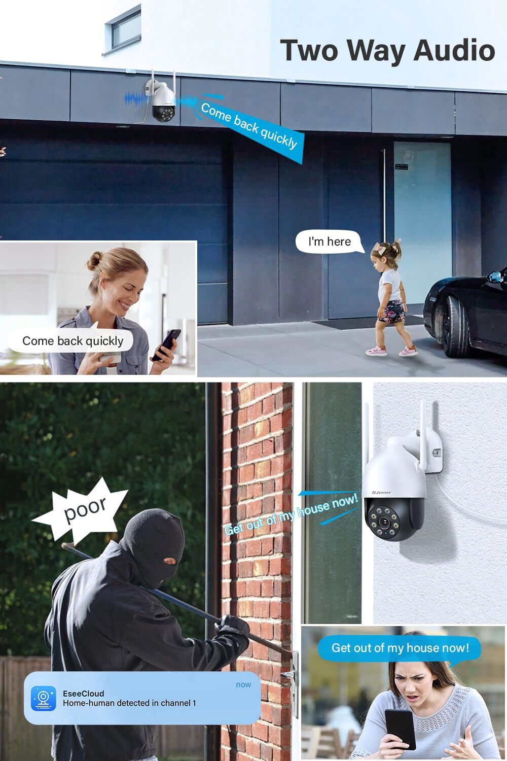 JENNOV 5MP PTZ Security Camera 2.4/5G WiFi Color Night Vision Outdoor Camera
