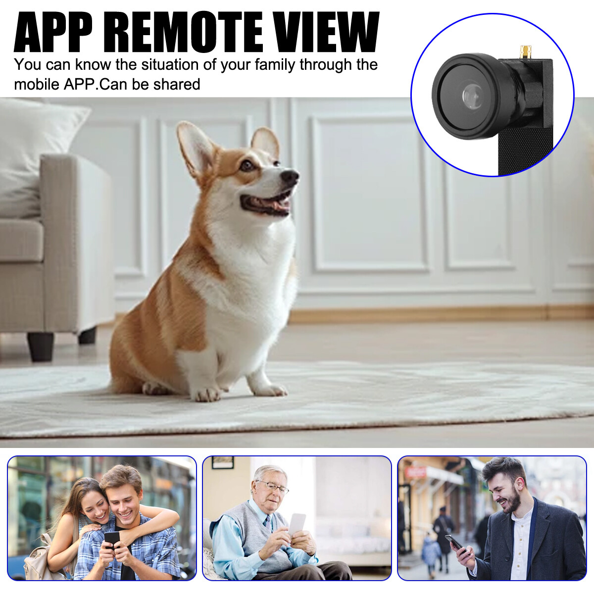 4K Mini Security Camera with Motion Alert WiFi APP Control DIY Adhesive Mount