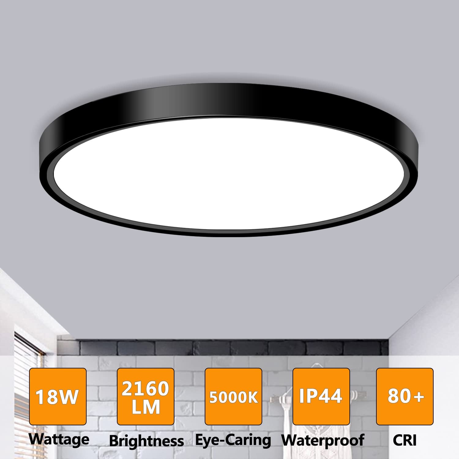LED Flush Mount Ceiling Light Fixture, 9inch Modern Black 9Inch-1Pack,