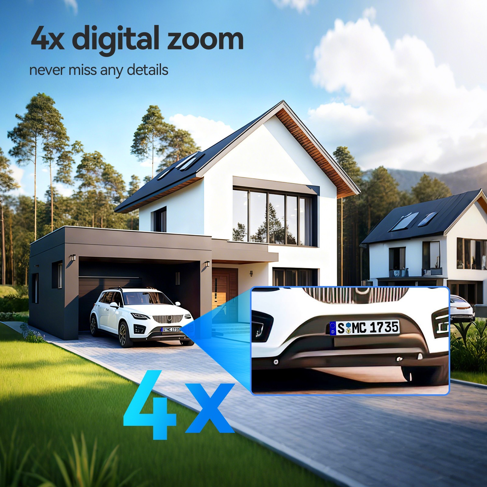 TMEZON Security Camera System Solar Panel 360°PTZ Wireless 3MP Outdoor Home