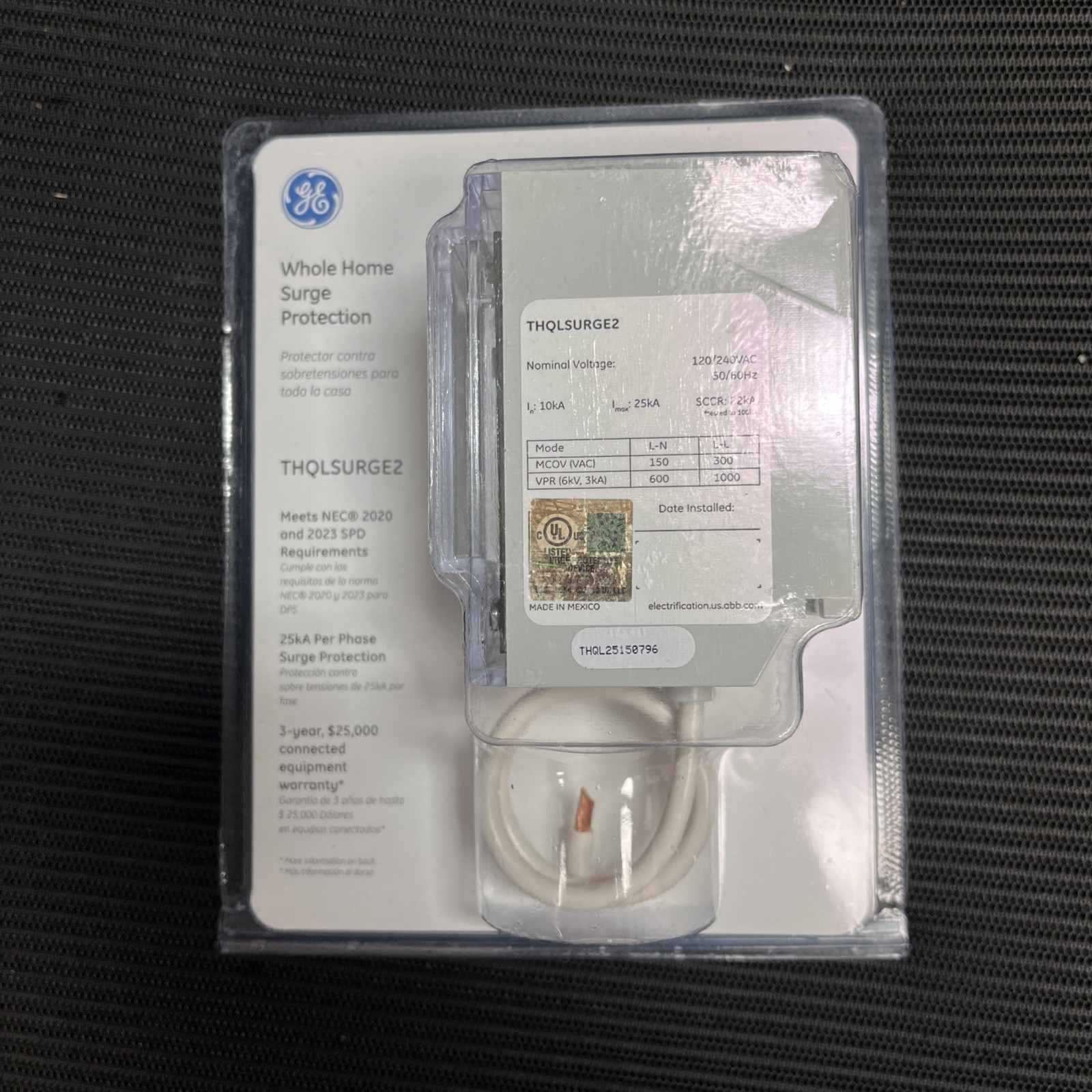 GE/ABB THQLSURGE2 Whole Home 25 kA Panel Mount Surge Protection – NEW