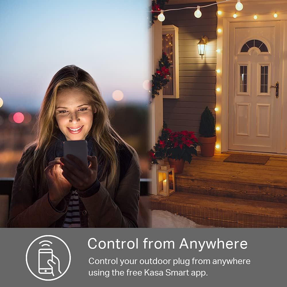 Kasa Outdoor Smart Plug, Smart Home Wi-Fi Outlet with 2 Sockets, EP40 | IP64 Wea