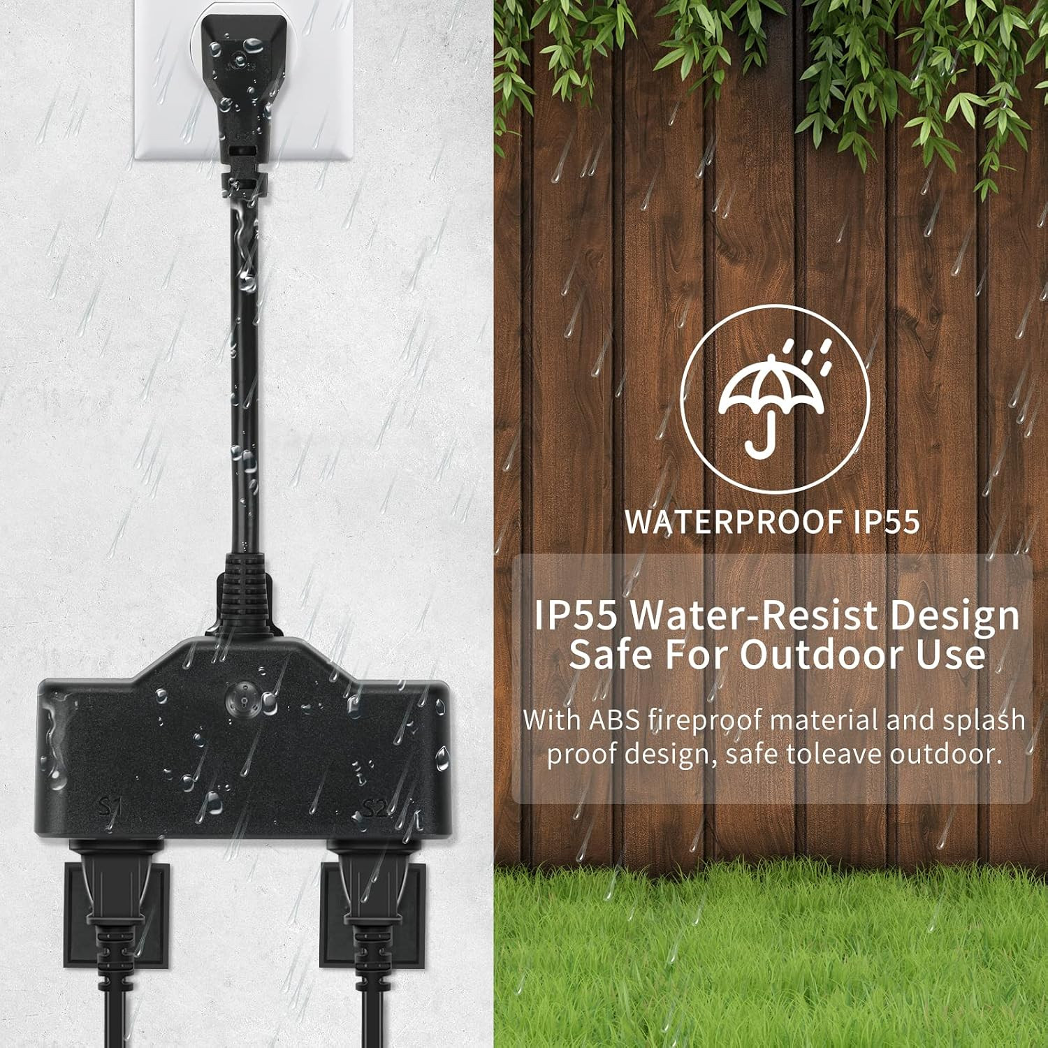 15A Outdoor Smart Plug, Heavy Duty Smart Home Wi-Fi Outlet Timer, Outlet with 2
