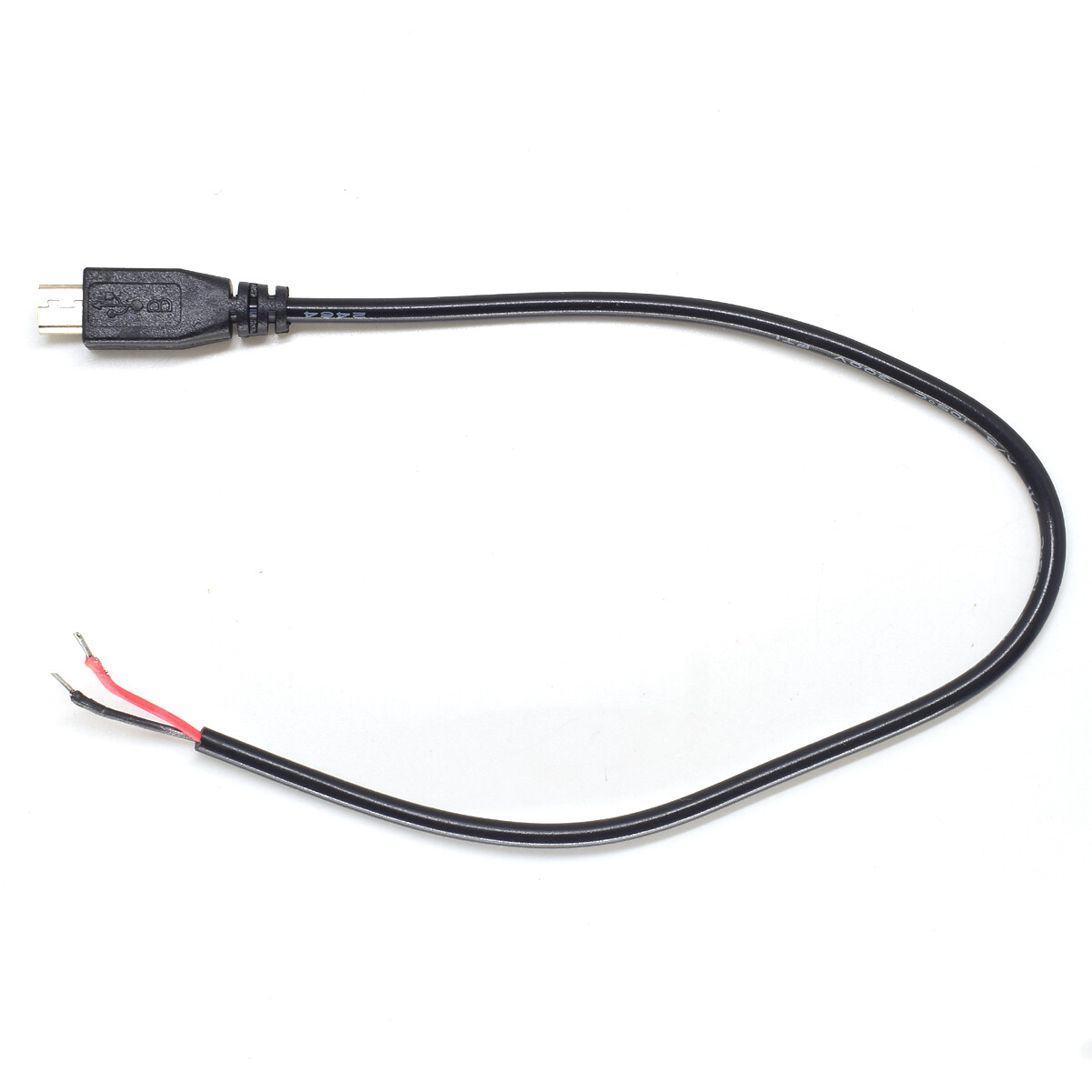1pc 30cm Micro USB Male Plug Cable 2 wires Power Pigtail Cable Cord DIY