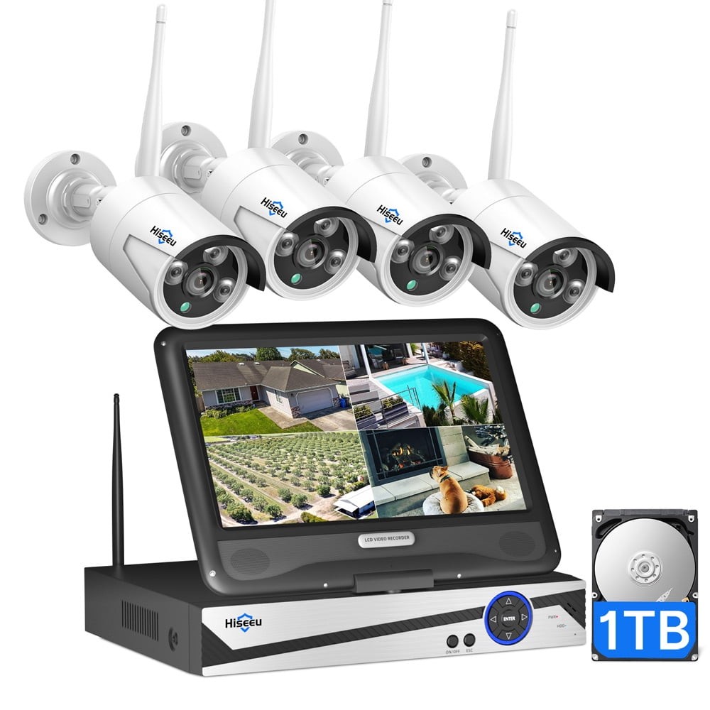 Hiseeu WNKIT-10V-4HB612-1T Security Camera System with 10.1 Monitor 10CH 1TB