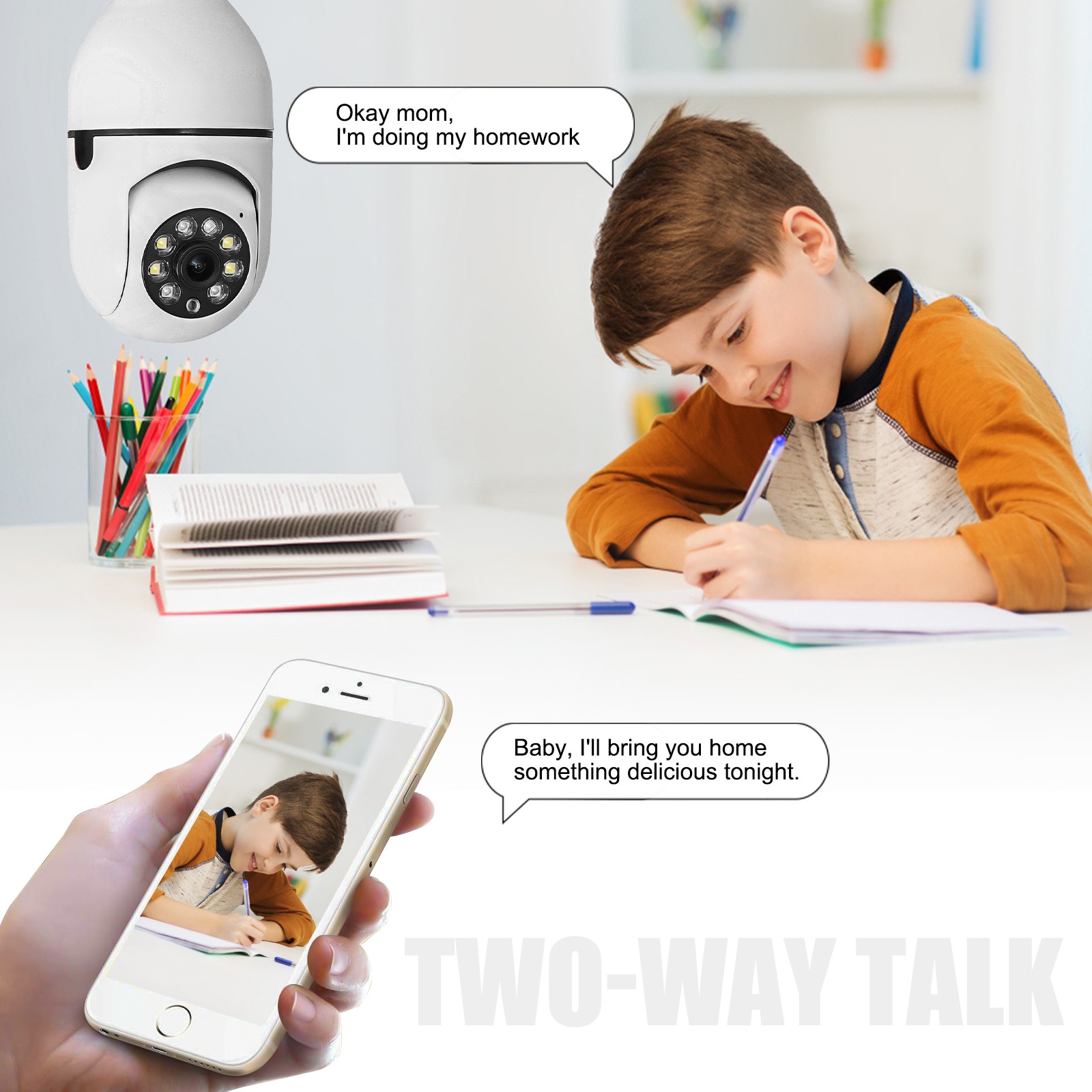 1080p HD 360° Panoramic Light Bulb Camera Wireless IP Home Security Lamp Cam HD