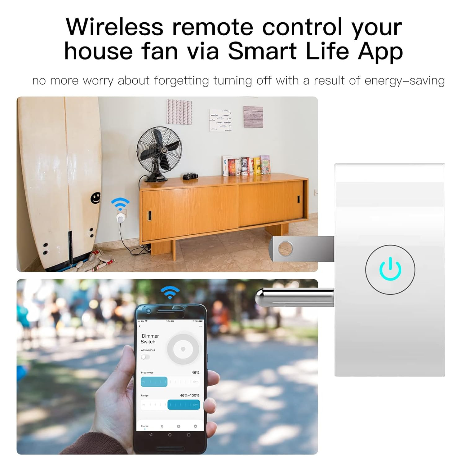 Smart Wifi Power Dimmer Plug, Brightness Adjust Timer Socket, Tuya Smart Life Ap