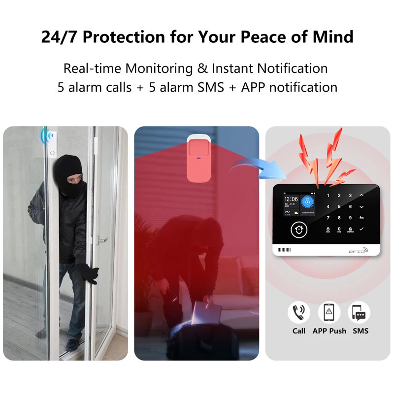 Tuya Smart WiFi GSM Home Security Alarm System Wireless House Burglar Anti Theft