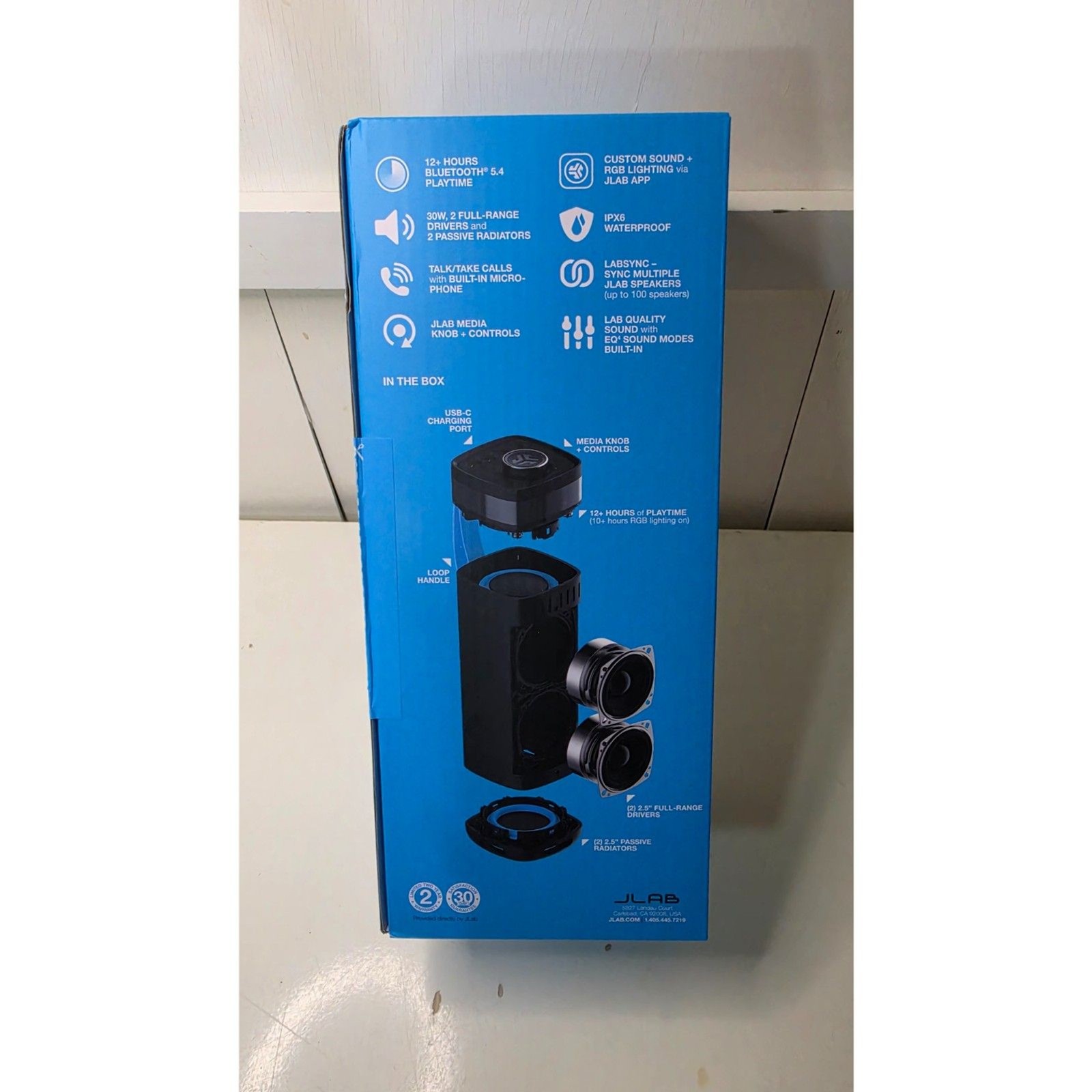 JLab JBuds Party Portable Bluetooth Speaker Black 30W Waterproof RGB Lighting