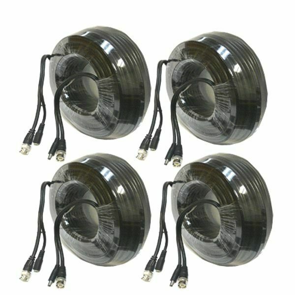 Lot of 4 CCTV Security Camera DVR Black 30FT RG59 BNC Power Video Cable