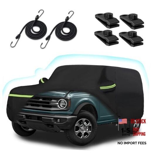 Car Cover for 2021-2025 Bronco 4 Door, 6 Layers Waterproof Sun Bronco Cover