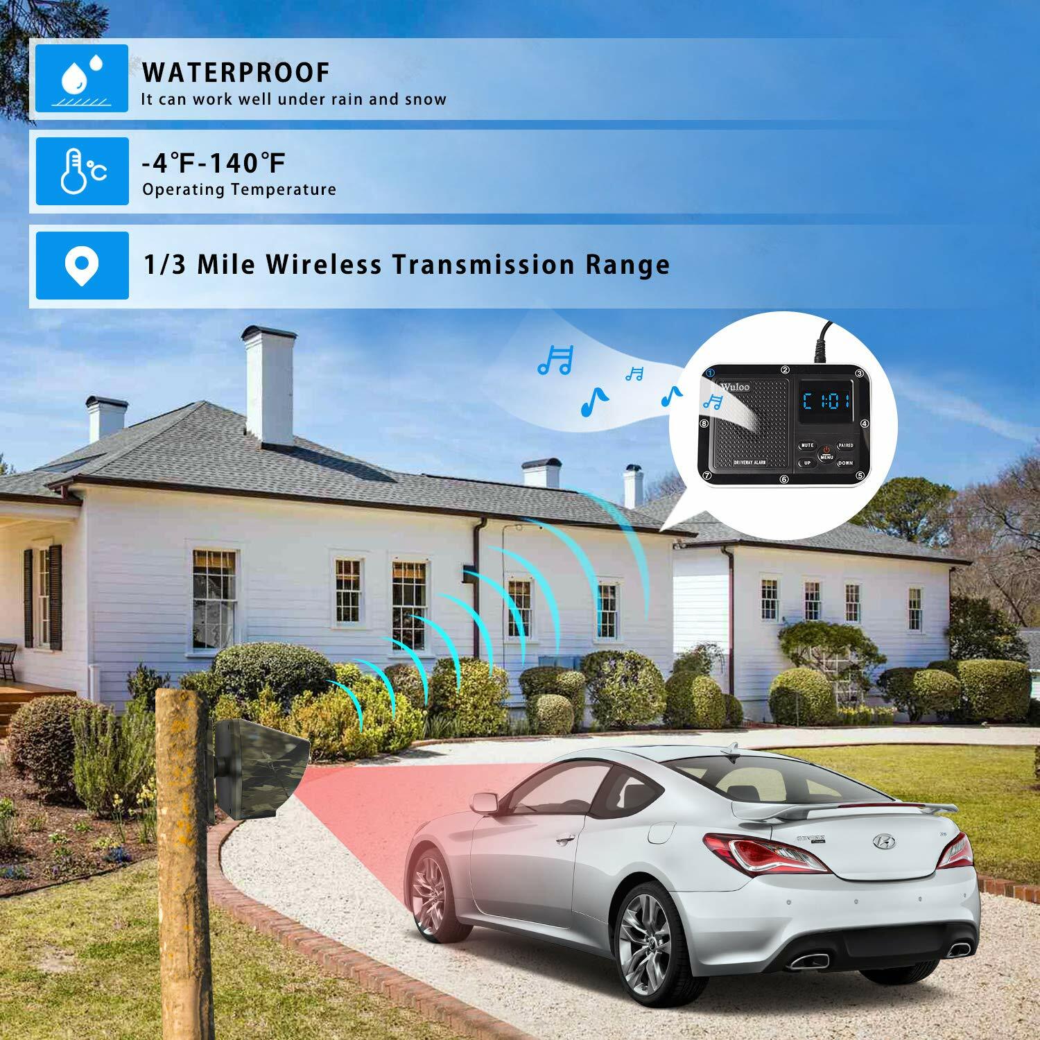 Solar Driveway Alarms Wireless System 500m Long Range Motion Sensors Waterproof