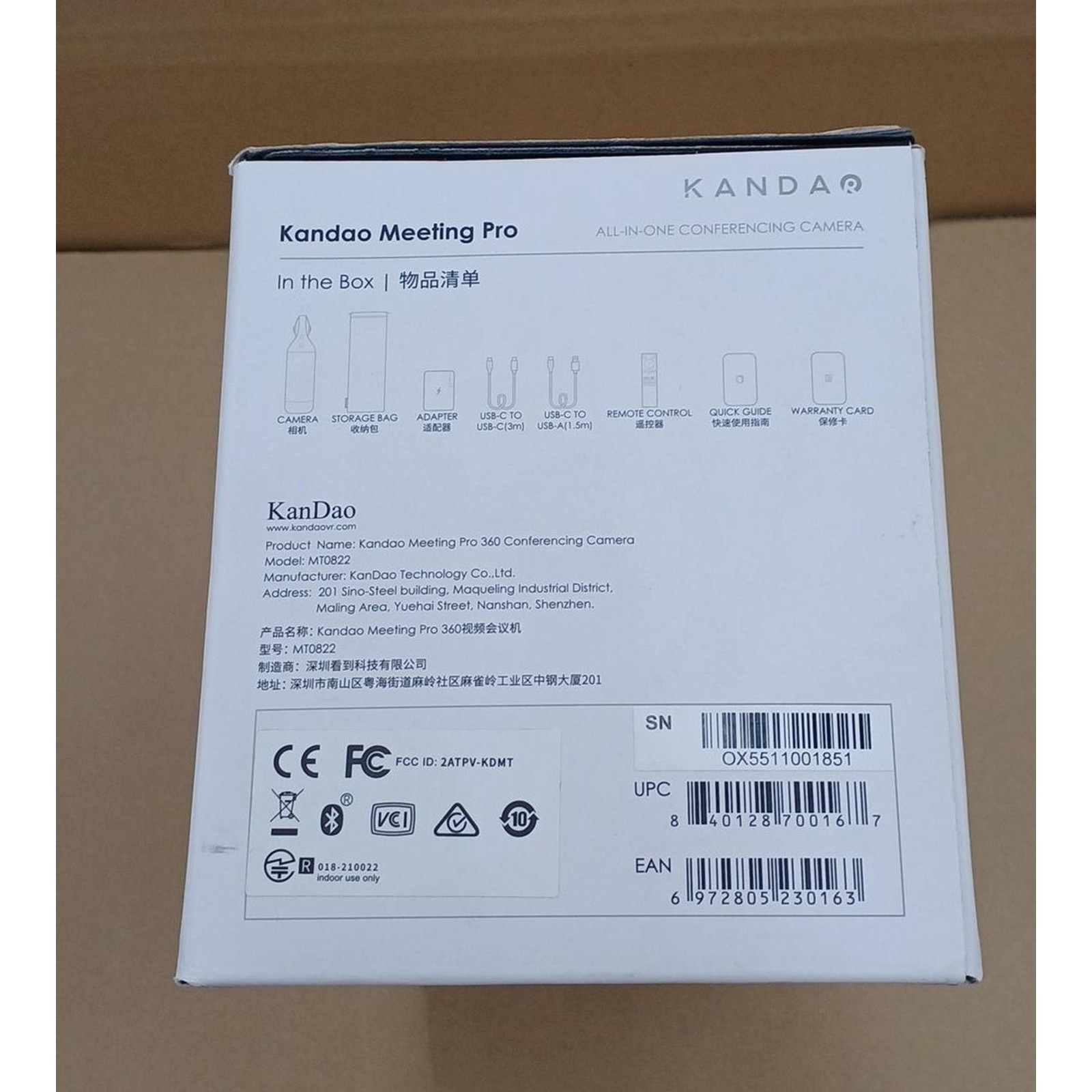 Kandao Meeting Pro 360° 4K Webcam AI Tracking 8-Mic Noise Canceling Used