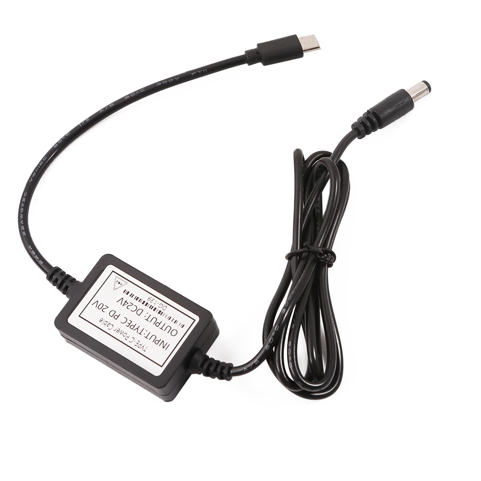 115CM USB PD20V To DC24V Power Cable PD12V 15V 20V To 24V DC5.5×2.1mm Cord